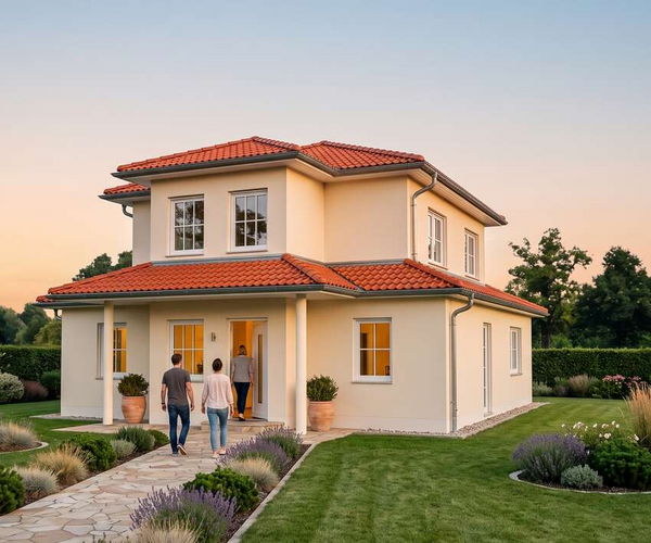 Stadtvilla sol von Elbe-Haus, Frontansicht der Stadtvilla im mediterranen Stil
