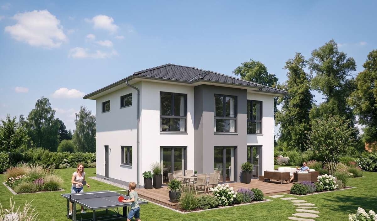 Stadtvilla vista von Elbe-Haus, Gartenansicht mit Terrassen