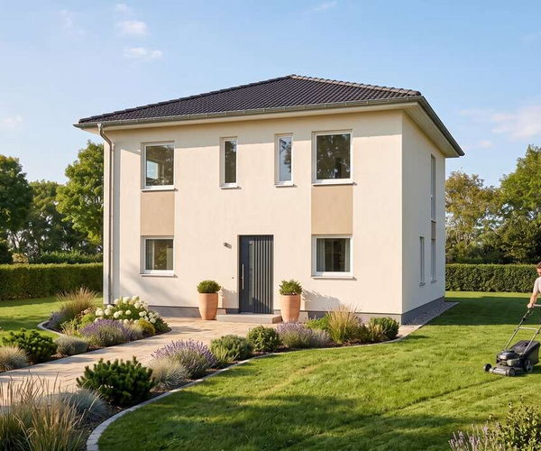 Stadtvilla vivo von Elbe-Haus, Eingangsansicht der zweigeschossigen Stadtvilla