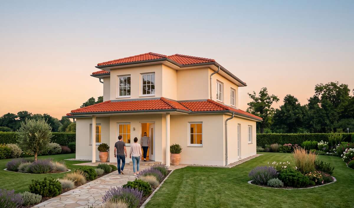 Stadtvilla sol von Elbe-Haus, Frontansicht der Stadtvilla im mediterranen Stil